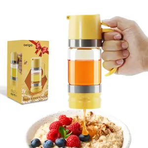 Aelga Glass Honey Dispenser kitchen items No Drip No Mess Leak-Free Design with Handle for Maple Syrup Maintains Freshness Easy to Clean Refill Perfect for Everyday Use