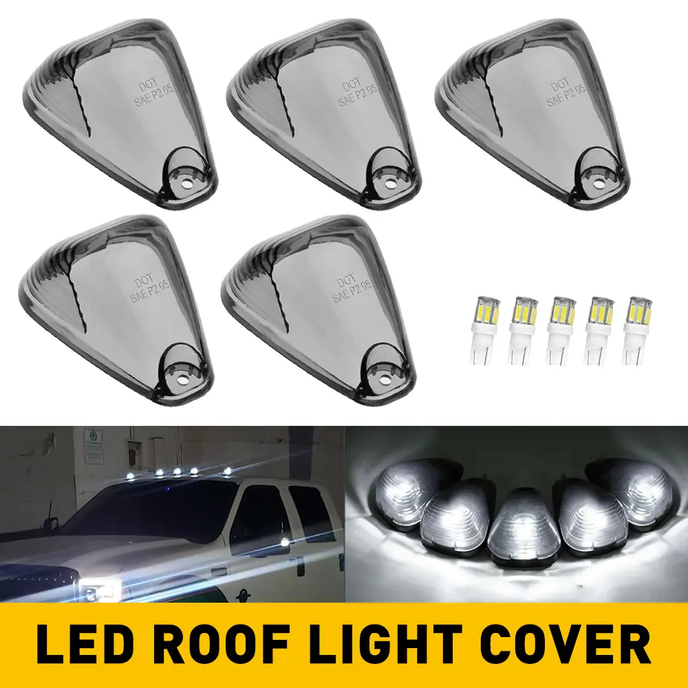 5 Smoke Cab Roof Running Marker Light Cover Lens For Ford F-250 F-350 Super Duty