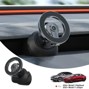 YONZEE Official Phone Mount for Tesla Model Y/3 (Juniper & Highland) - Strong Magnetic Holder with Adjustable Metal Arm & Non-Slip Silicone Base