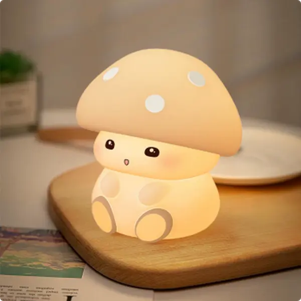 Rechargeable Kids Night Light Mushroom Shape - Touch-Sensitive RGB 7-Color Changing & Stepless Dimmable Portable Lamp for Nursery
