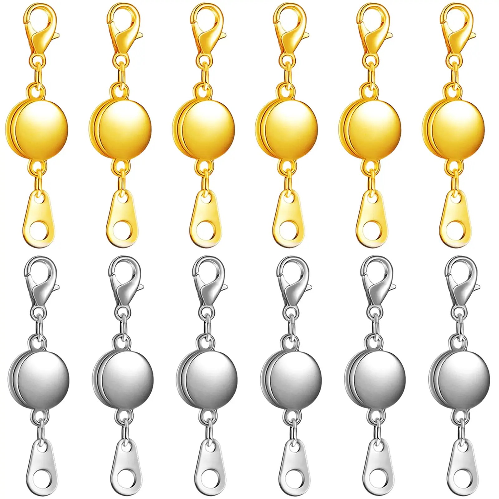 Magnetic Clasps 12 Pack, Magnetic Jewelry Clasps for Necklace and Bracelet, Lobster Style Magnetic Clasps for Jewelry Making Supplies