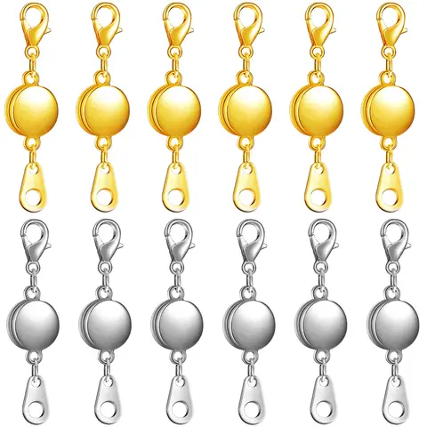 12-Pack Durable Metal Round Lobster-Style Magnetic Latches, 0.9in Ball Cylinder Beading Accessories, Fast-Close DIY Jewelry Supplies for Necklace & Bracelet Making