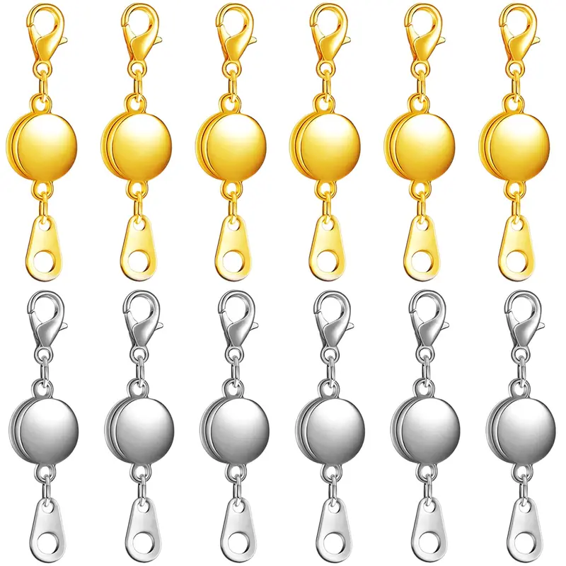 12-Pack Durable Metal Round Lobster-Style Magnetic Latches, 0.9in Ball Cylinder Beading Accessories, Fast-Close DIY Jewelry Supplies for Necklace & Bracelet Making