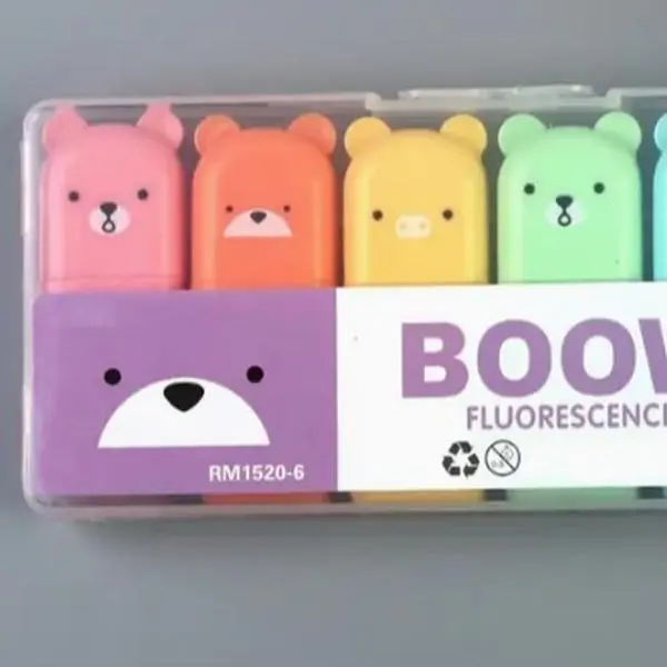 Kawaii Colorful Highlighters - Fluorescent Markers - 6pack