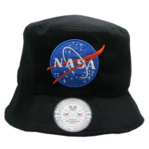 212 MAIN Official Licensed Relaxed Fit Cotton Pet Hat with Embroidered Patch, NASA Meatball Bucket Hat for Dogs & Cats, Curved Visor, Black, Large & Extra Large Sizes (NAS12-MB-BLK-07)