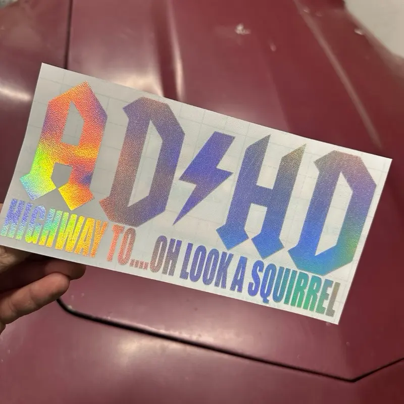 AD HD Highway To Oh Look A Squirrel Funny Decal - Gifts For Her - Gifts For Him - Funny Sticker - Ford Chevy Dodge Ram Minivan