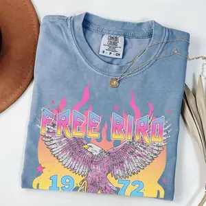 Comfort Colors Free Bird Shirt , Old School Band T-shirt, Retro Music Shirt, Rock Band Tee, Oversized Trendy Shirts for Women
