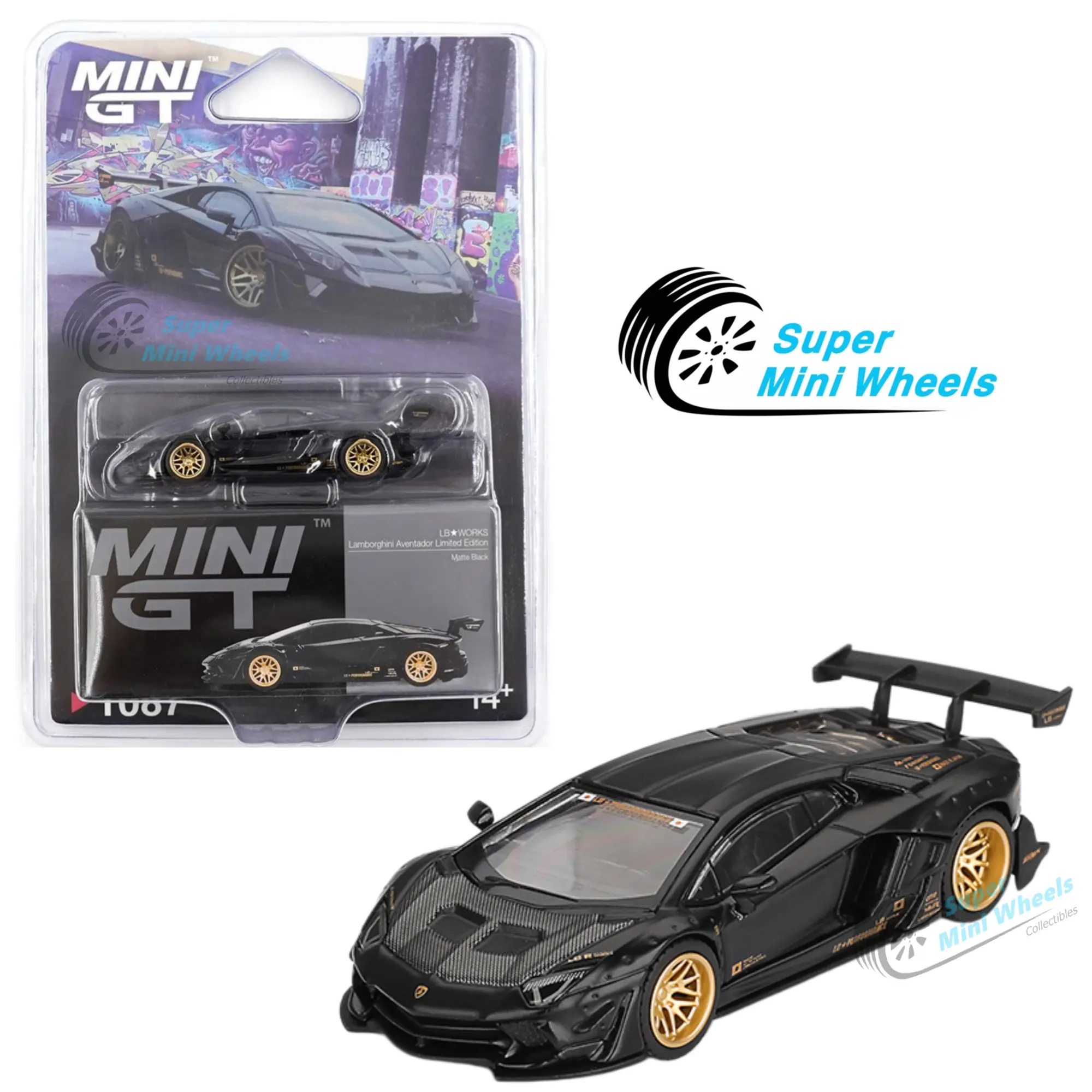 Mini GT 1:64 LB-WORKS Lamborghini Aventador Limited Edition – Matte Black #1087