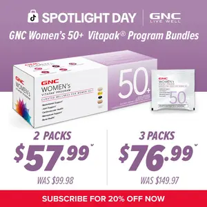 GNC 2-Pack Bundle: Women's 50+ Vitapak,60 day supply, 5-IN-1, Multivitamin, Overall Wellness, healthcare, Dietary Supplement
