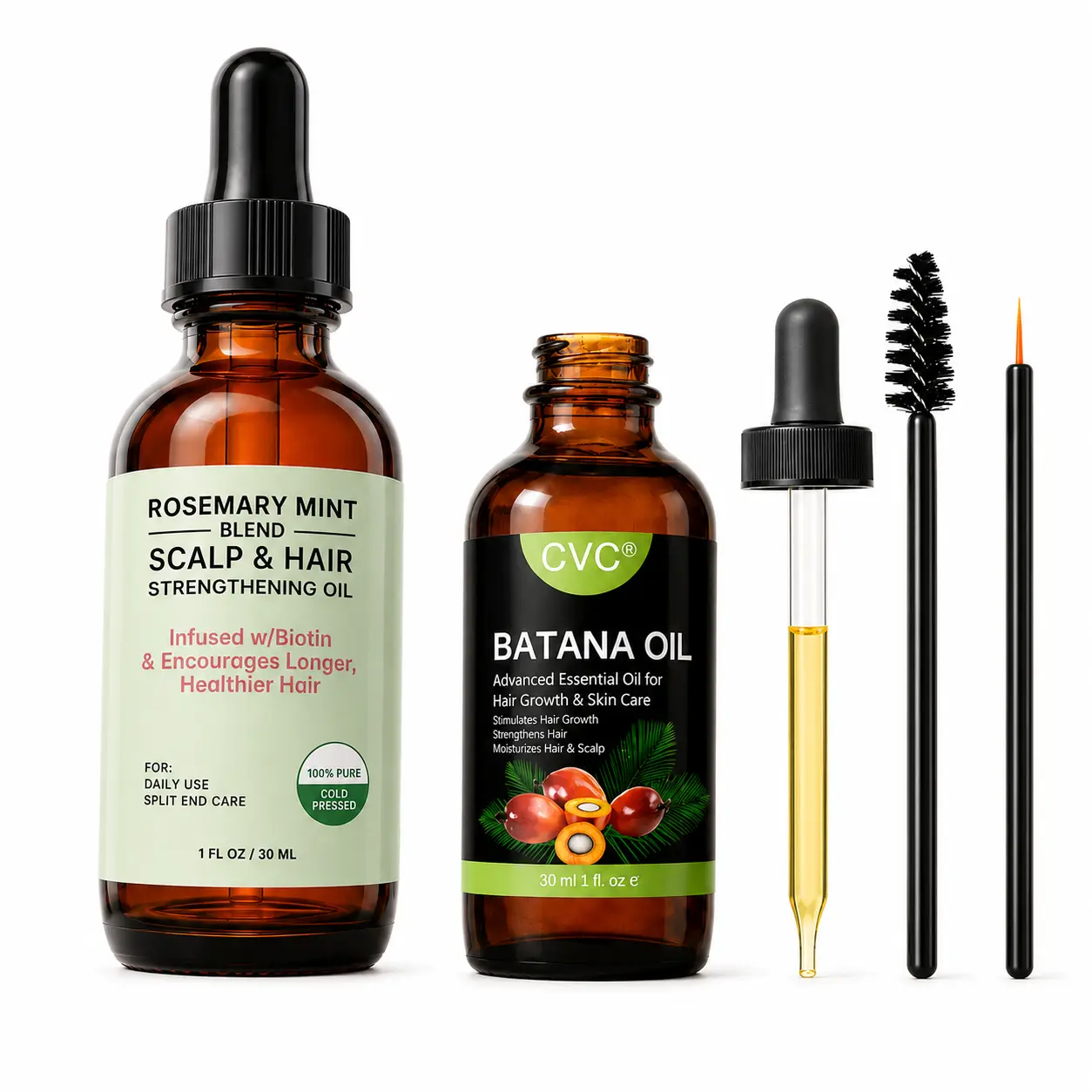FREE BATANA OIL GIFT PER ORDER – Rosemary Mint Hair Oil, Scalp & Hair Strengthening Oil for Silky, Smooth-Looking Hair, 1 fl oz