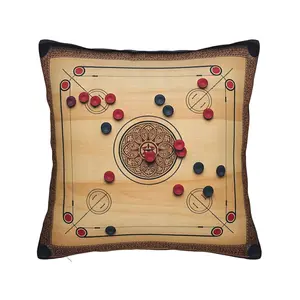 1 piece Traditional Carrom Board With Ornate Canvas Print throw pillow cover Modernl Home Decor for Sofa Bedroom Office Car Farmhouse Pillowcases Soft Durable and Machine Washable Without Pillow Cores