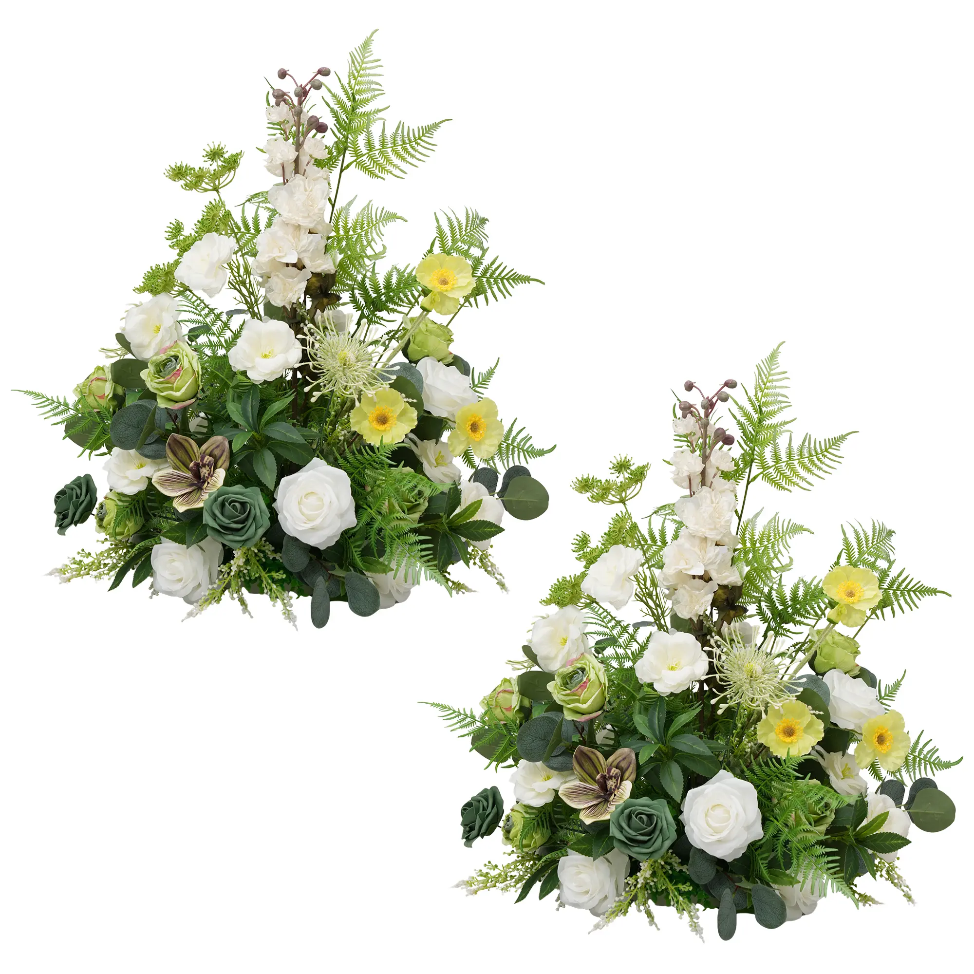 Boxed Set Green 2pcs 1.64ft Silk Leaves Artificial Plants, Love Theme Floral Decor, Wedding Banquet Aisle Props & Home Festive Party Centerpieces