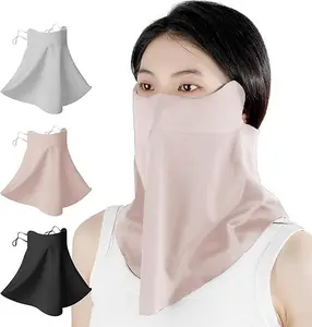 3Pcs Black & Grey & Pink UV Sun Protection Face Mask with Neck Coverage UPF 50+ Face Shield Breathable Design for Summer Outdoor Activities