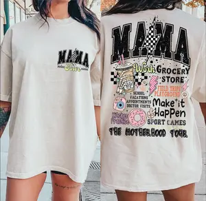 Mama World Tour Shirt 2 Sides, Funny Mom Life Graphic Tee, Motherhood Gift, Retro Mom Sweatshirt, Motherhood T-Shirt, Mother's Day Gift