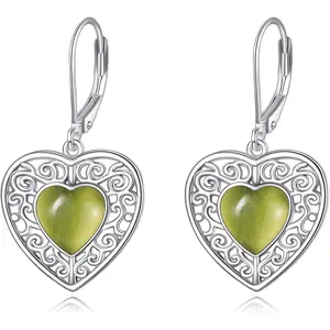 Heart-Shaped Sterling Silver Filigree Earrings, Pendant Earrings, Heart-Shaped Jewelry, Gifts for Women