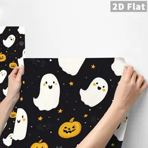 1PC QT Classic Cute Halloween Theme Wall Sticker Matte PVC Peel and Stick Backsplash DIY Self-Adhesive Removable Waterproof Oil-Proof Stain-Resistant for Bedroom School Office Kitchen Bathroom Furniture Stairs Tile
