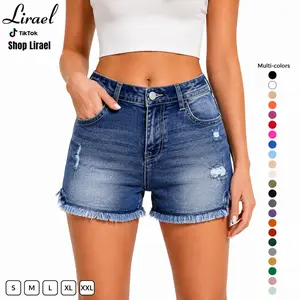 Y2K Americana Denim Shorts |   Distressed Star Patch Frayed Hem Jeans Shorts, High Waist Butt Lifting Slim Fit Hot Pants