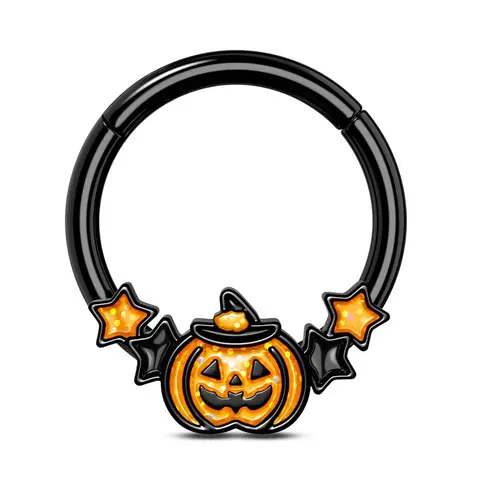 Oufer 16G Halloween Pumpkin Septum Ring Body Jewellery - Nose Ring Hoops, Nose Jewelry, Animals-Themed Halloween Stuff for Septum Piercings