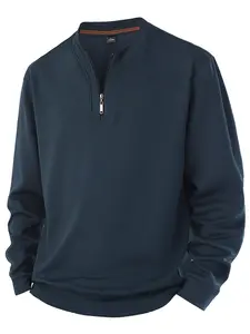 Autumn Winter Oversized Casual Hoodie Stand Collar Half Zip Long Sleeve Shirt Thick Warm Comfortable Fashion Daily Wear