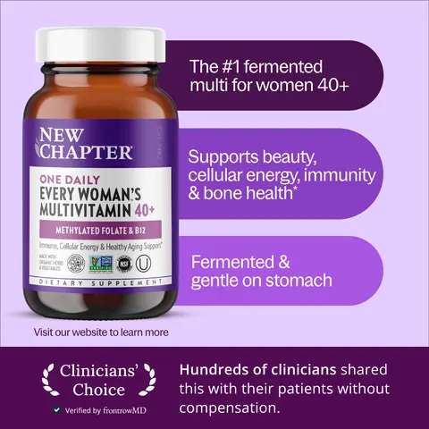 New Chapter Every Woman's One Daily 40+ Multivitamin | Women's Vitamin 40 plus for Energy, Healthy Aging + Immune Support with Fermented Nutrients - 30ct