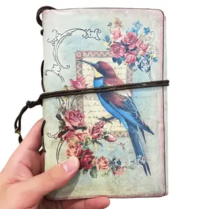 Vintage British Faux Leather Notebook for Travelers & Free Spirits with Butterfly Rose Details Smooth Touch Journal with Bookmark Ideal for Daily Writing
