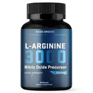 BASIC GREENS L-Arginine Supplement for Men and Women - Nitric Oxide Precursor for Circulation & Fitness Support | 3,150mg per Serving, 90 Capsules vitamin
