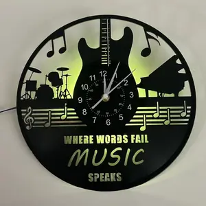 Music Theme Vinyl Wall Clock, Designed for Music Lovers, Adds Personality to Studio, Bedroom, Creative Indoor Spaces, Decoration