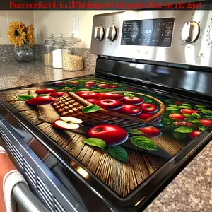 2D Flat - 1 2D/Flat Apple Basket Pattern Rubber Stove Protection Pad 28.3"x20.5" |   Non-slip, Heat-resistant, Scratch-resistant, Multifunctional for Oven, Washing Machine, Dryer, Mouse Pad, Kitchen Decoration