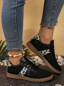 Fashionable Leopard Print Sneakers, Comfortable Walking Shoes, Stylish Low Top Trainer Design, Perfect for Casual Wear & Daily Use, Casual Athletic Footwear, Casual Trainers