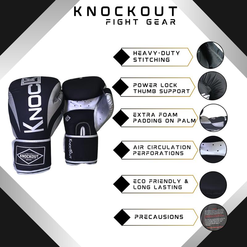Knockout Elite Boxing Gloves with Hand Wraps & Mouth Guard for Men, Women Muay Thai, Kickboxing, Youth Heavy Bag Workouts, and Home Gym Training Complete Kit (Size 8OZ-16OZ)