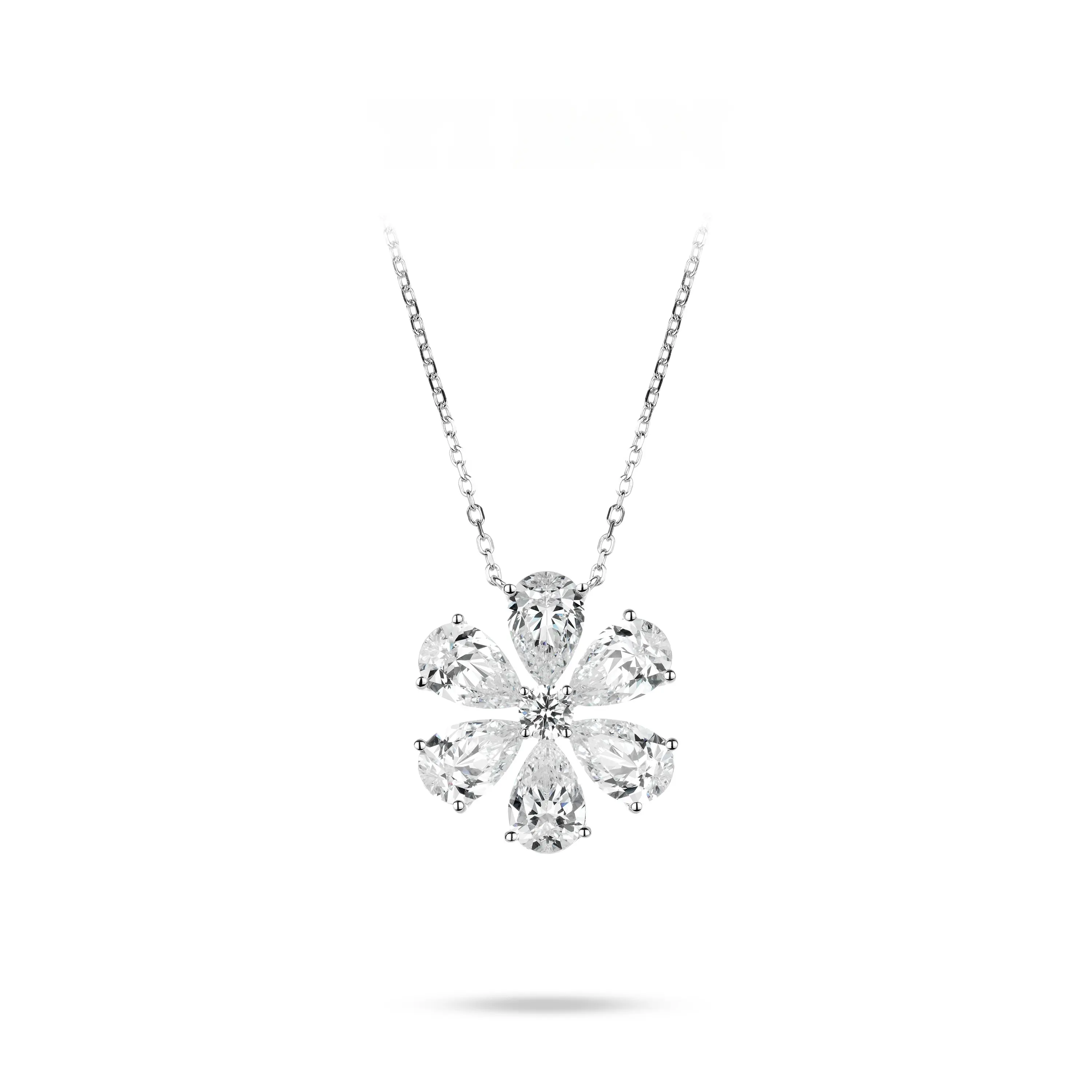 VAMERAY #6322 20 Carat Flower Pear Cut Prong-Set Pendant Necklace
