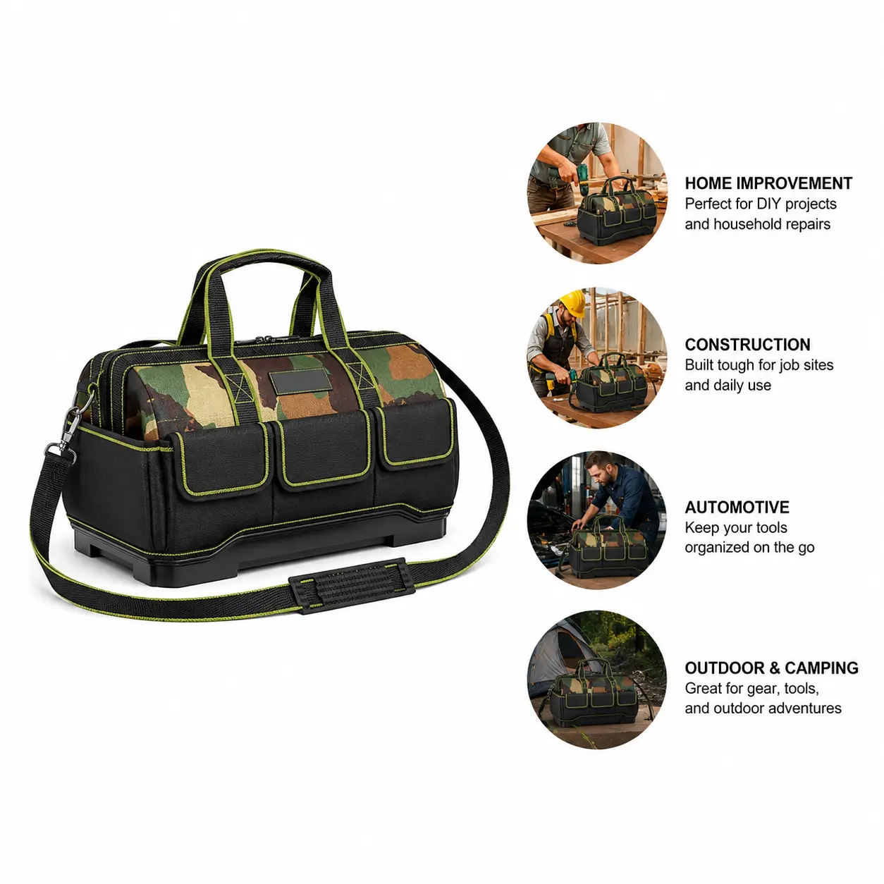 Professional Electrician Tool Bag - Waterproof Durable Oxford Fabric with Reflective Strips, Multiple Pockets for Organizing Tools Efficiently, Enhance Visibility, Long-Lasting Use, Outdoor Applications