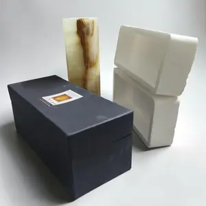 Handmade Natural Onyx Cylinder Lamp 4x12 Inch Stone Table Decor Gift for Living Rooms Bedrooms Offices Modern Interiors - Candle, Light