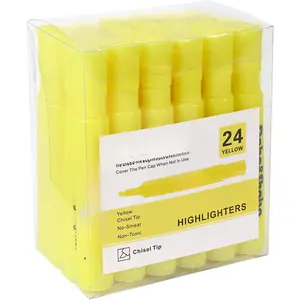 Yellow highlighter, 24 Pack -bright color, chisel tip, for Adults  Highlighting in the Home School Office, Tank Style