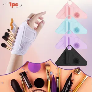 Magic Tape Silicone Makeup Hand Strap, Foundation Concealer Storage Holder, Holds Makeup Brushes Tweezers, Portable Non-Slip Beauty Tool, Cosmetic Makeup Tool, Makeup Brush Organizer