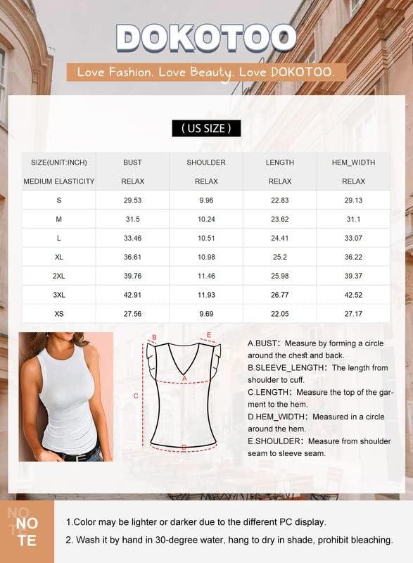 Dokotoo Womens Ladies Ribbed Thick Strap Racerback Tight Slim Fitted Sporty Workout Tank Tops