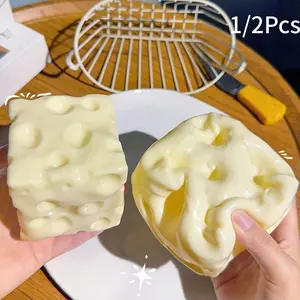 1/2Pcs Super Large Soft Cheese Blocks, Slow Bounce Stress Relief Toy, Scented Simulation Cake Bread, Giant Pressure Ball for Adults, Squishies