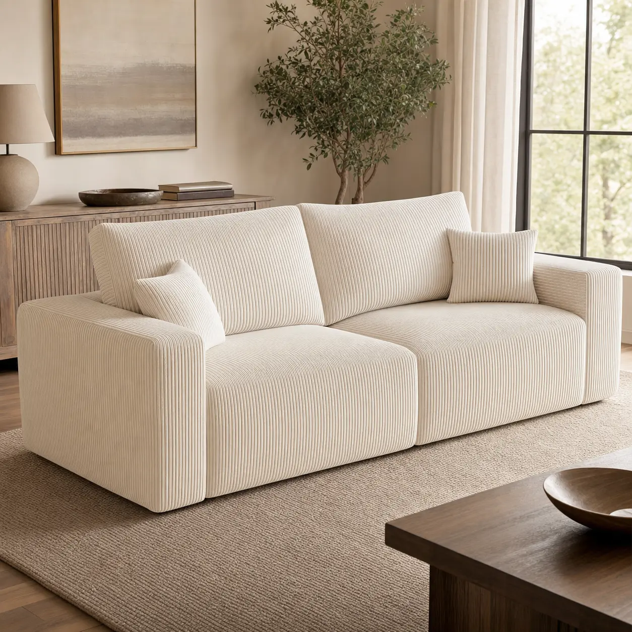 79" Boneless Sectional Couch, Modular Memory Foam Corduroy Cloud Loveseat Sofa with DIY Combination, No Assembly for Living Room & Apartment