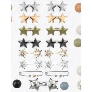 14 Set Star Button Waist Tightener Pins for Loose Jeans, Reusable No-Sew Waist Cincher Clips for Pants Dresses Skirts