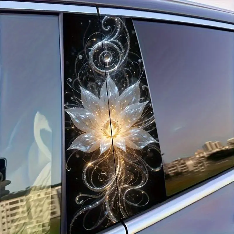 Lotus Pattern Car Sticker, Car Decorative Sticker, Self Adhesive Car Window Decal, Car Decals, Decal For Cars, Car Decorations, Car Exterior Decoration Accessories for Car Body Window Decor Vehicle Decoration