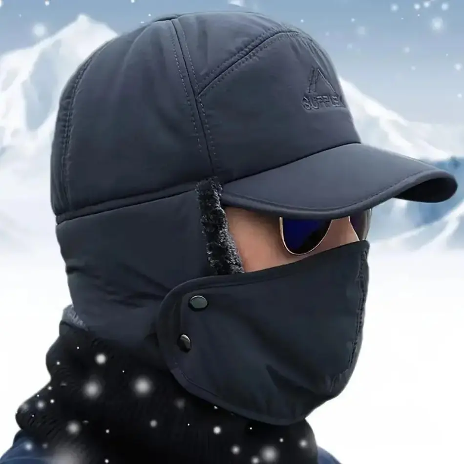 2026 New Unisex Adult Winter Aviator Beanie - Sports & Outdoor Hat with Removable Visor, Thick Warm Windproof Ear Flaps, Suitable for Skiing
