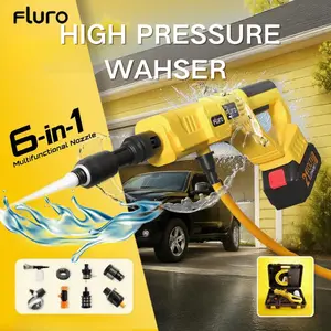 Fluro Cordless Pressure Washer: 6 - in - 1 Nozzle, Multi - Scenario Use, Portable & Easy Install 21V lithium battery (3.0Ah) 265W, 1000 PSI