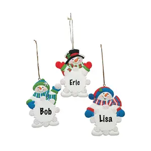 3 1/2" Write-A-Name Snowman Snowflake Resin Christmas Ornaments - 12 Pc.