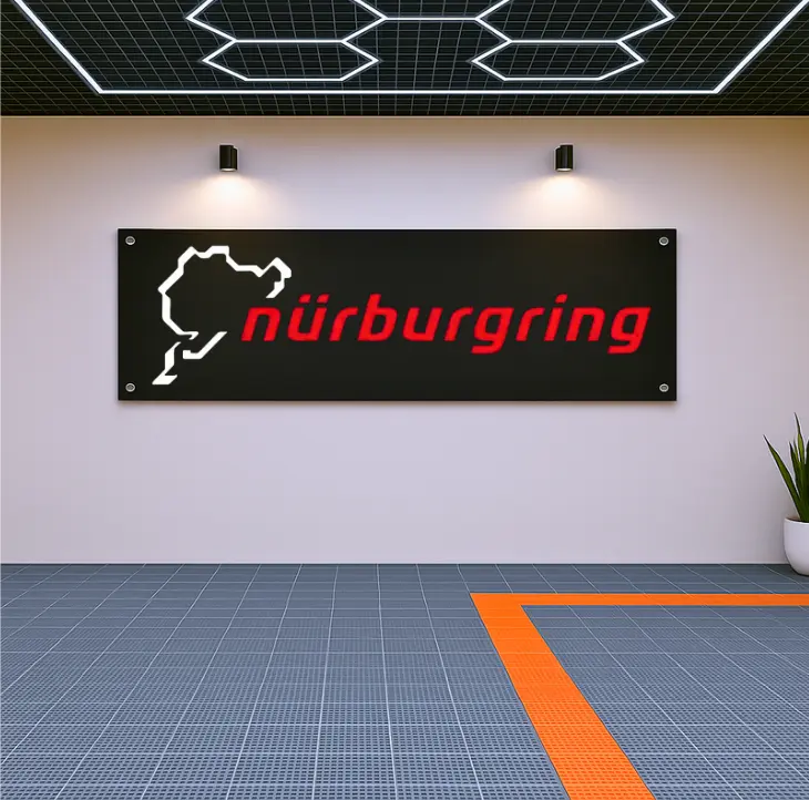 Decoration Nürburgring Track Map Flag Banner – 71x24" Garage or Room Wall Decor for Racing Fans