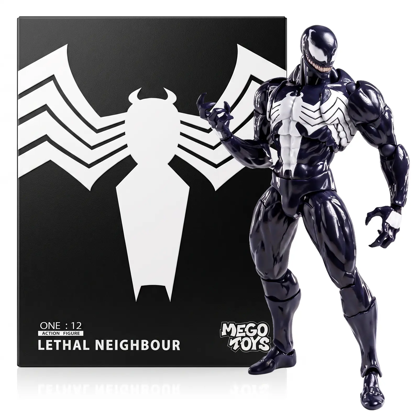 Marvel Venom (Eddie Brock) 1:12 Action Figure, Articulated Symbiote Collectible with 3 Alternate Heads, 8 Hands, Tendrils & Display Stand
