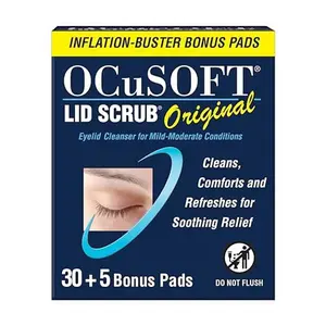 OCuSOFT Lid Scrub Original Inflation Buster– 5 Bonus Pads Included - Gentle Eyelid Cleanser for Daily Hygiene - 35 ct Pre-Moistened Pads