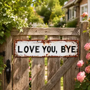 1PC, Aluminum -16, "Love You Goodbye" Vintage Metal Sign, 16*4inch "Love You, Goodbye" Decorative Sign, Modern Love Theme Wall Art, Multi-functional Home Decoration Suitable for Entrance, Corridor, Room, Wedding Arrangement, Creative Road Sign