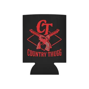 Country Thugg revolver logo Can Cooler | CT crossed pistols koozie