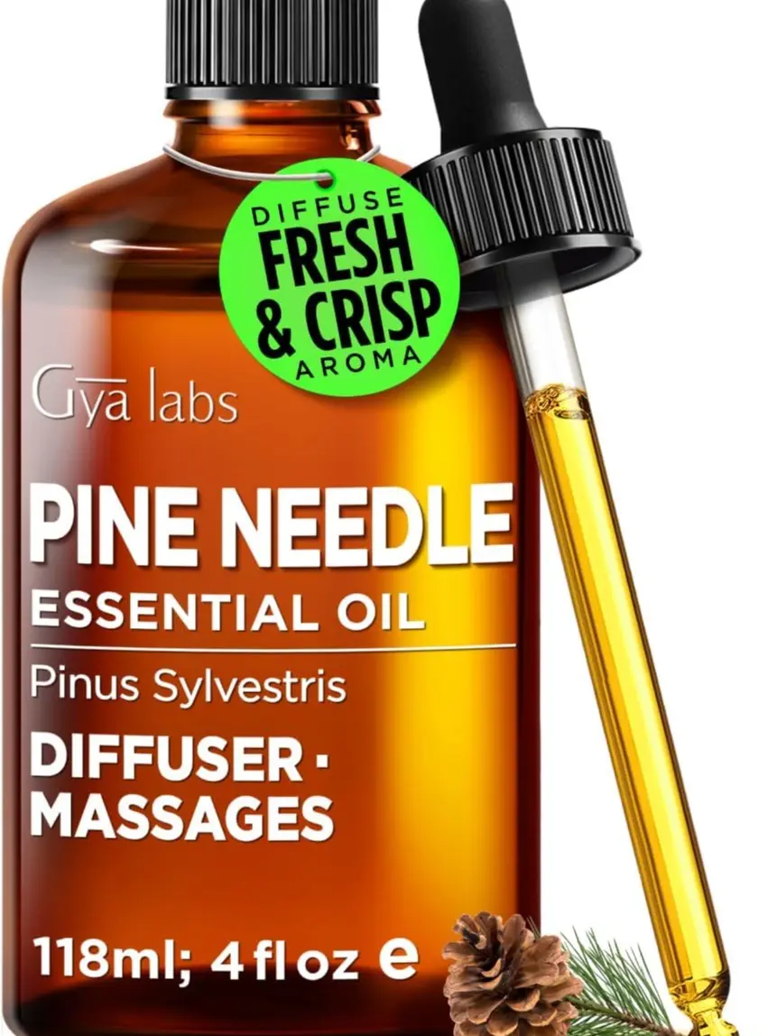 Gya Labs Pine Needle Essential Oil for Diffuser, 4 Fl Oz – Fresh Woody Evergreen Aroma for Aromatherapy, Massage, Skin, DIY Candles & Soap Making