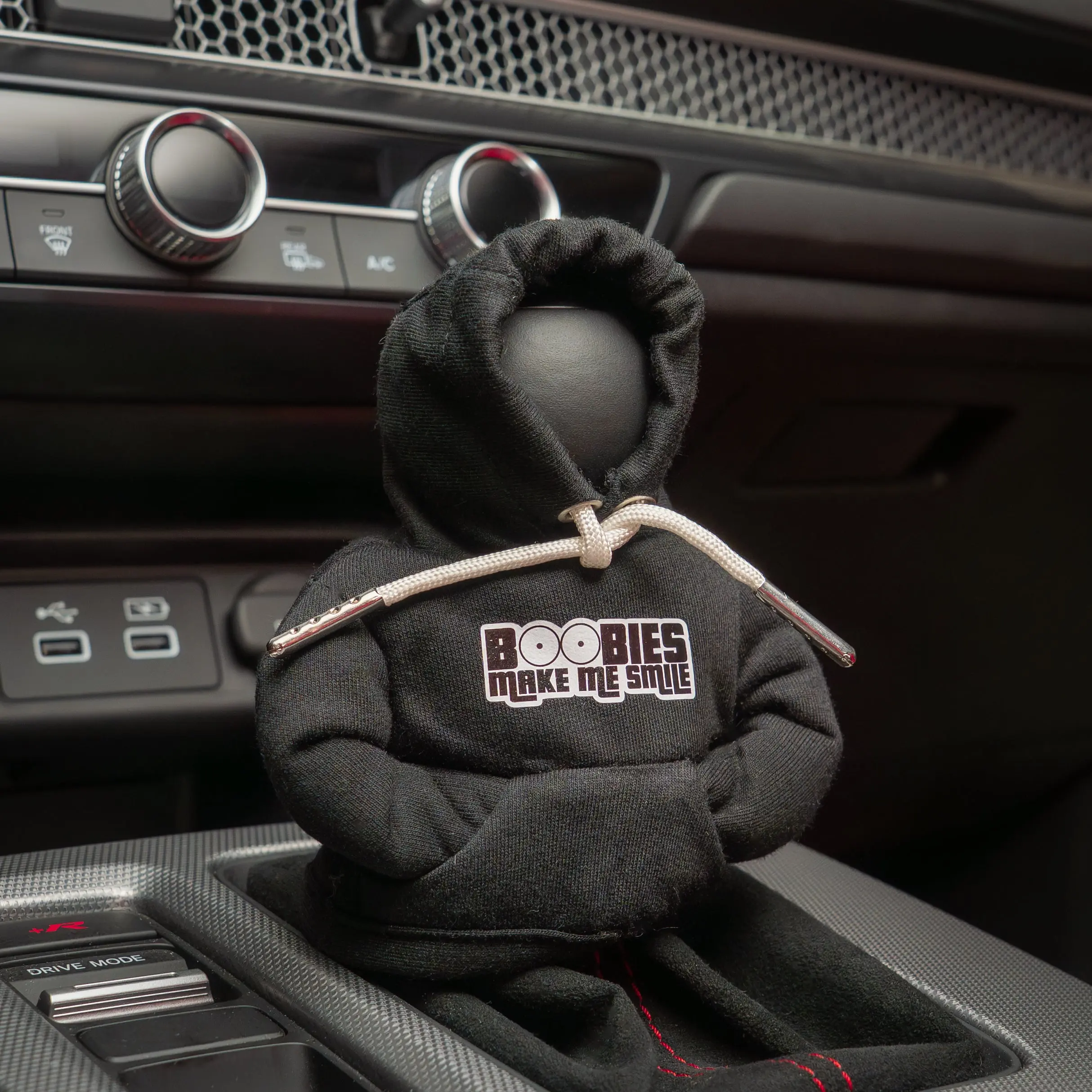 Automotive Removable Hooded Shift Lever Cover - Soft Fabric, Smooth Touch, Customizable Patterns, Vibrant Comfortable Fit Car Interior Decoration Accessory for Daily Commute - "B**bies" Make Me Smile